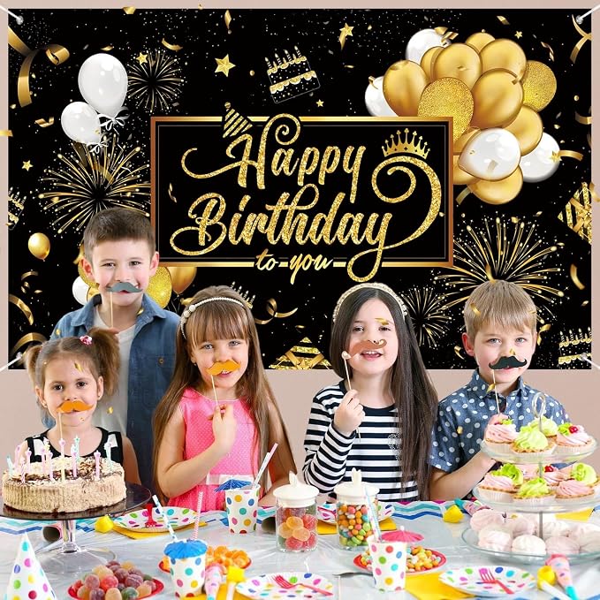 Happy Birthday Backdrop Banner, Happy Birthday Party Decorations Yard Sign - Image 4
