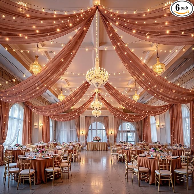 6 Panels Caramel Ceiling Drapes by Shillance