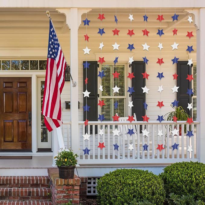 Patriotic Star Garland Red White and Blue Banner Streamers - 59 FT 6 Strands - - Image 4