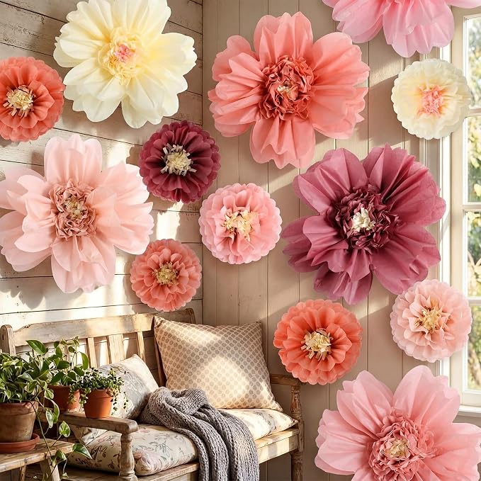 TaoBary Large Colorful Tissue Paper Flowers Giant Fiesta Paper Pom Poms by TaoBary
