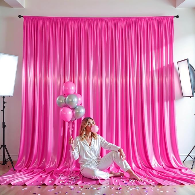 20x10ft Hot Pink Glitter Backdrop Curtain - Image 5
