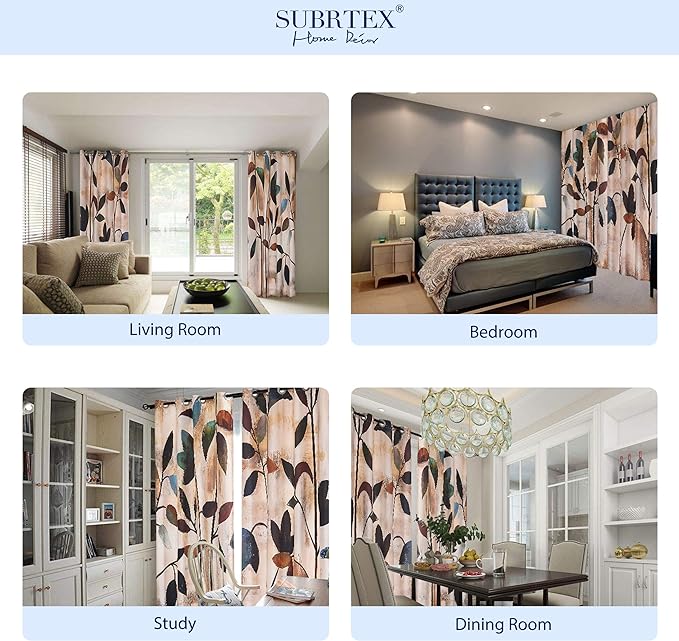 SUBRTEX Light Flitering Curtains 52Wx95L, Room Darkening Vibrant Floral Drapes - Image 6