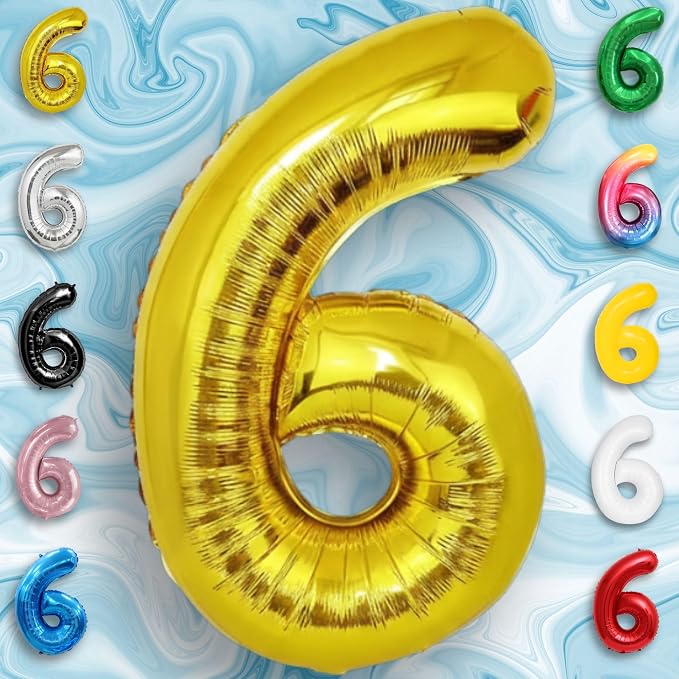 Gold Number Balloon 6 Mylar Foil Balloons 16 inch - Image 6