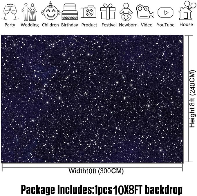 10X8FT Night Sky Star Universe Space Starry Photography Backdrops Kids Boy or - Image 6