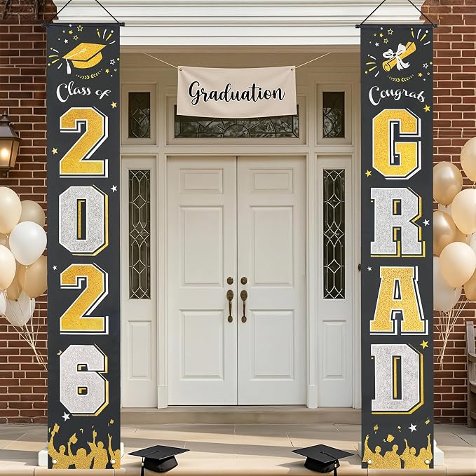 OLANRUN 2026 Graduation Decorations, Graduation Banner Black Class of 2026 by OLANRUN