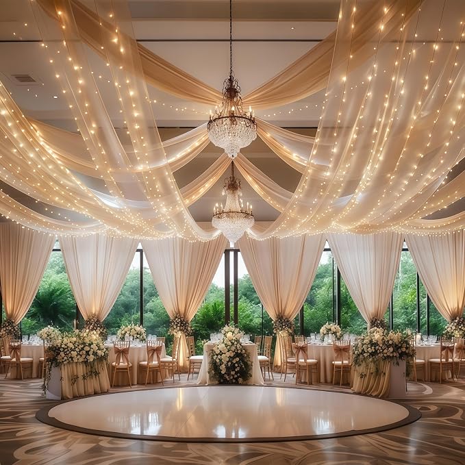 6 Panels Deep Champagne Ceiling Curtains - Image 5