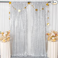 ShiDianYi Sequin Backdrop Silver 2 Panels 4FTx10FT Backdrops for Photography Shimmer Photo Backdrop for Birthday Sparkle Wedding Drapes Glitter Curtains Background