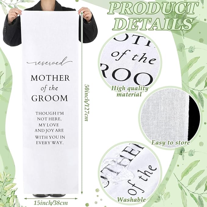 HunnmingRe Mother of the Groom Wedding Memorial Reserved Chair Sign Banner in - Image 2