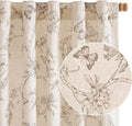 Black Floral Linen Lined Curtains Rod Pocket 50W X 96L 2 Panels | Charlotte by Lazzzy