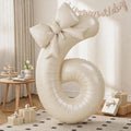 Cream 6 Balloons with Bow Balloons, 40 Inch Giant Self Inflating Beige Foil by KYGNE