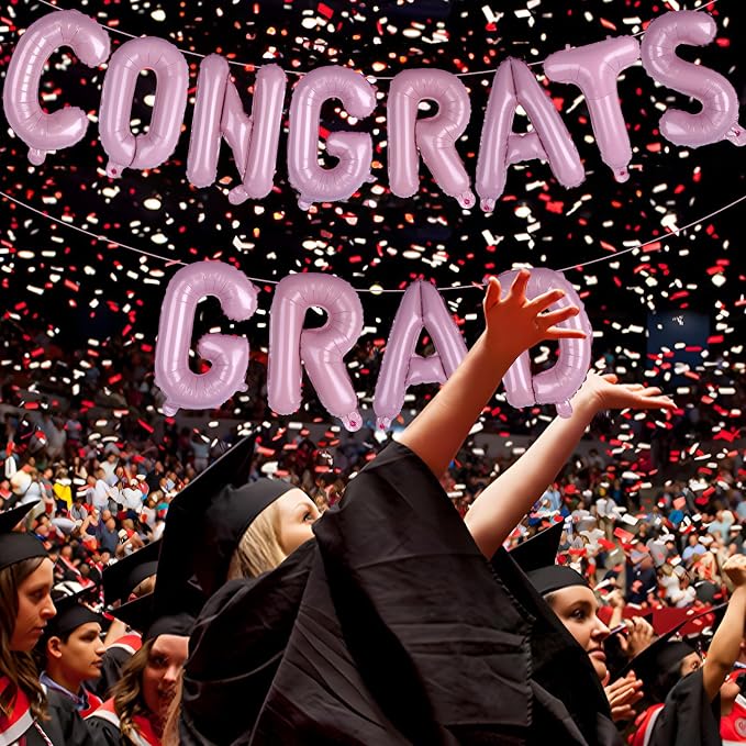 16 Inch Pink Congrats Grad Banner Balloons, Graduation Decorations 2026 - Image 3