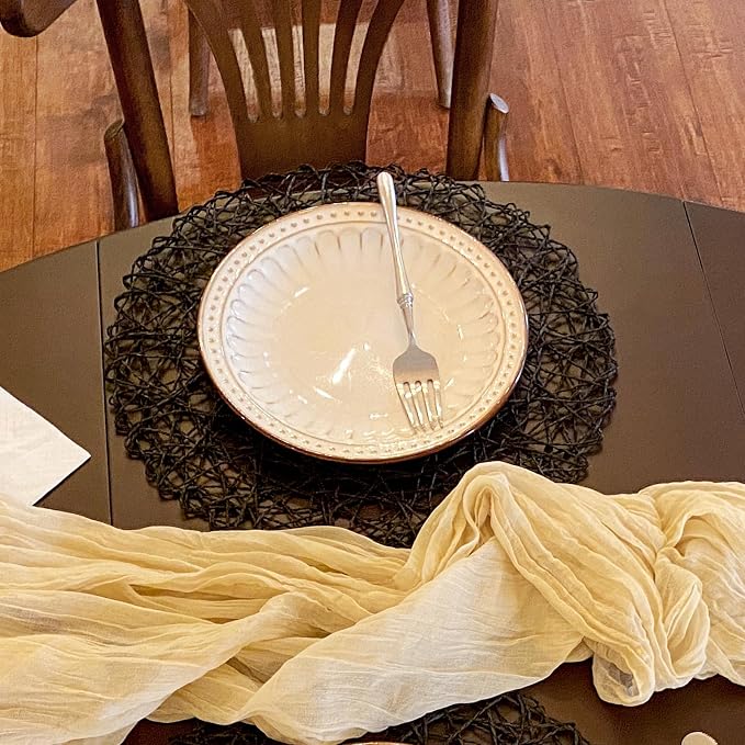 AHHFSMEI Paper Braided Round Placemats Set of 8 Natural Non-Slip Heat Resistant - Image 7