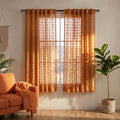 KOUFALL 52x45 Inches Long Burnt Orange Back Tab Rod Pocket Pom Pom Sheer by KOUFALL