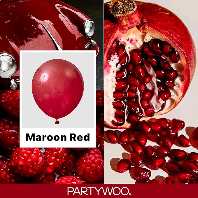 PartyWoo Burgundy Balloons 120pcs Dark Red Maroon Ruby Red Color | 18 12 10 5 - Image 2