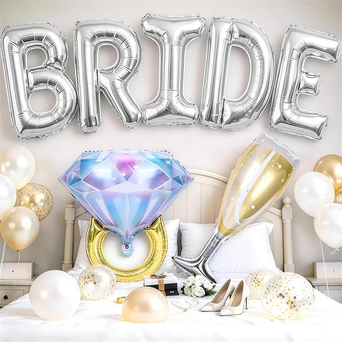 40inch Silver Bride Balloons Bachelorette, Bride To Be Bridal Shower Balloon by Togvu
