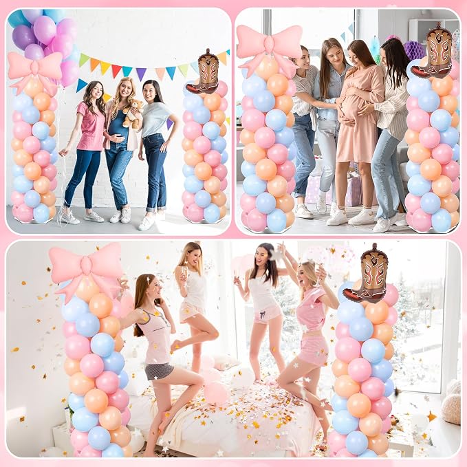 2 Sets Boots or Bows Gender Reveal Decoration Balloon Column Stand Kit - Image 6