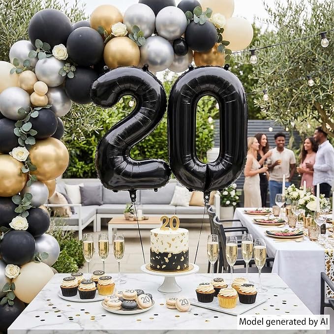 Black Number 0 Balloon 40 Inch, Foil Numeral - Image 3