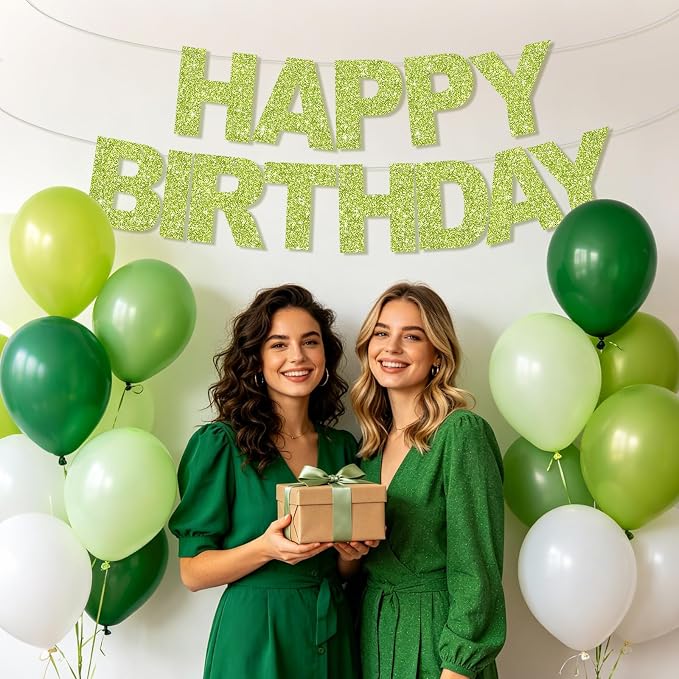 BEISHIDA Pre-Strung Grass Green Happy Birthday Banner Party Sign Decoration | - Image 4