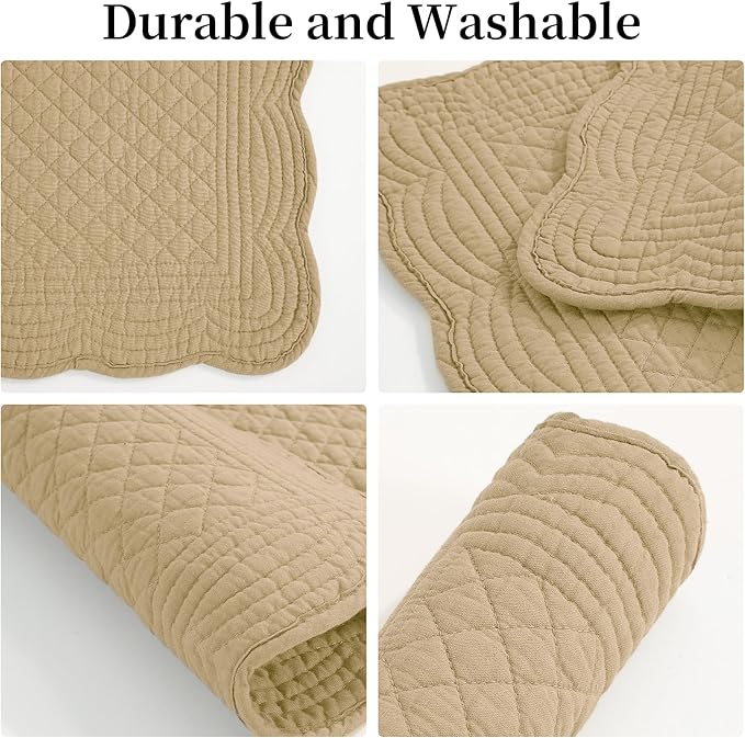HOMBYS Quilted Placemats Set of 6 Washable-13x18 inches Rectangular Placemats - Image 7