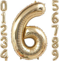 Champagne Gold 6 Balloon, 40 Inch Light Gold Number 6 Balloon Big Foil Mylar by BBPOOL