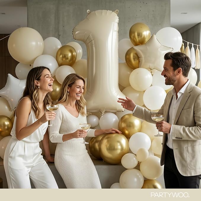 PartyWoo Number Balloons 40 Inch White Number 1 Kit 25pcs - Image 4