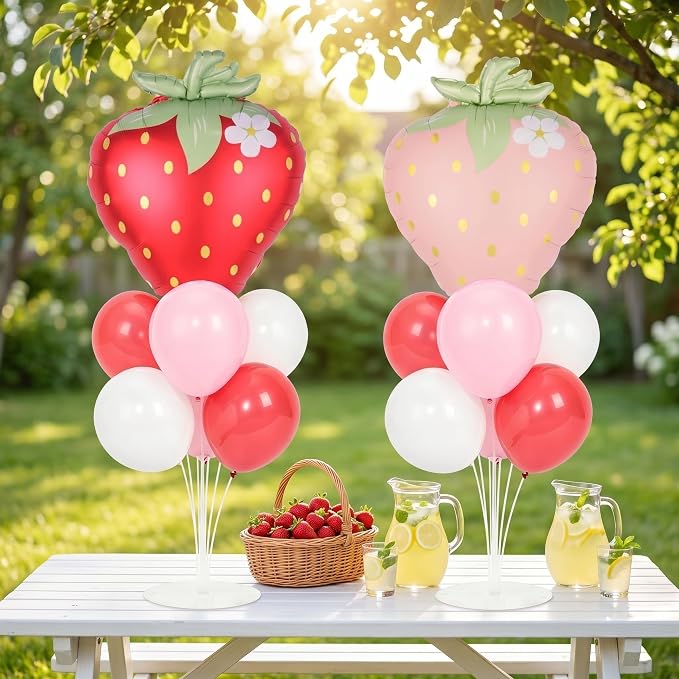 Strawberry Party Balloons Stand Kit 2 Sets, Balloon Table Centerpieces - Image 5