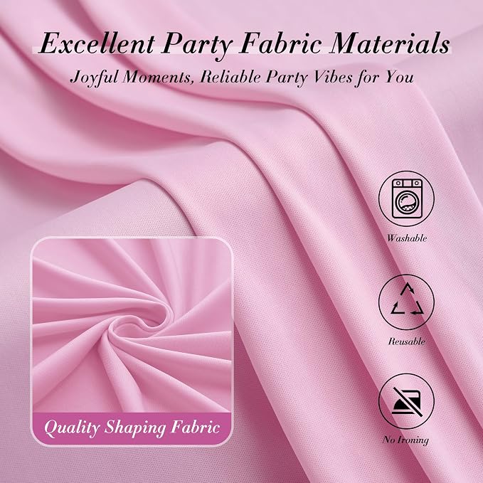 40 ft x 10 ft Wrinkle Free Baby Pink Backdrop Curtain - Image 3