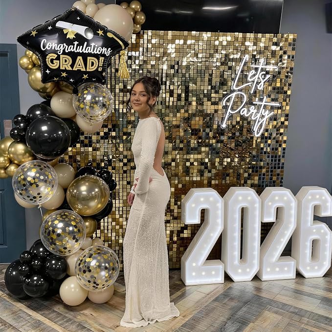 Black and Gold Balloons Graduation Balloon - Image 3
