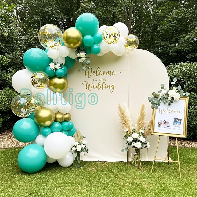 Teal Balloon Arch Kit with Gold Butterflies, 5/12/18 in, Baby Shower, Bridal - Image 7