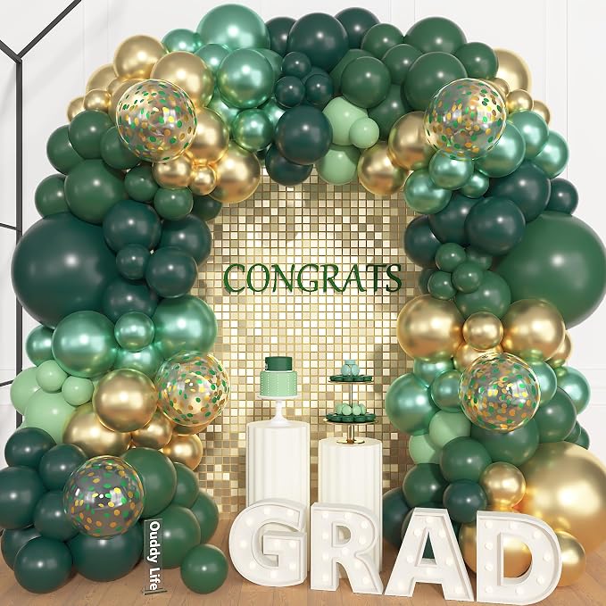 157Pcs Green Gold Balloons Arch Garland Kit Different Size | Dark Pastel - Image 2