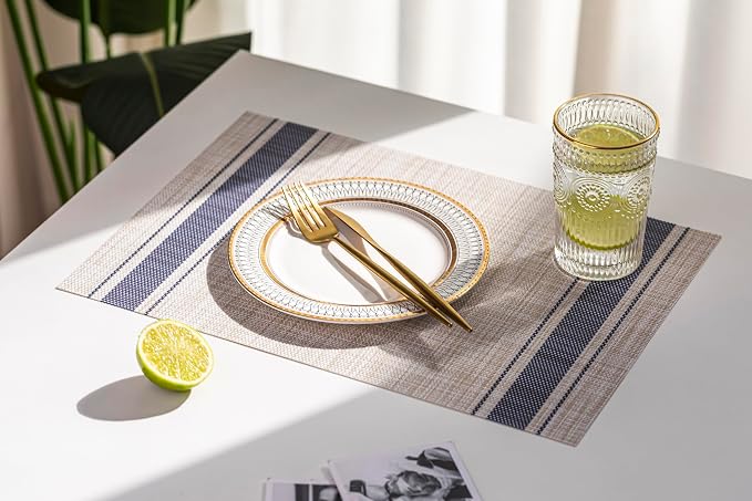 LEXMORE Placemats Set of 4 Vinyl/Plastic Woven Place Mats - Image 6