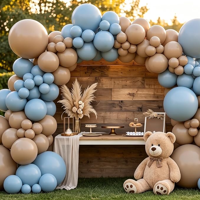 130pcs 18/12/10/5 Inch Dusty Blue and Khaki Balloon Garland Arch Kit | Assorted - Image 6