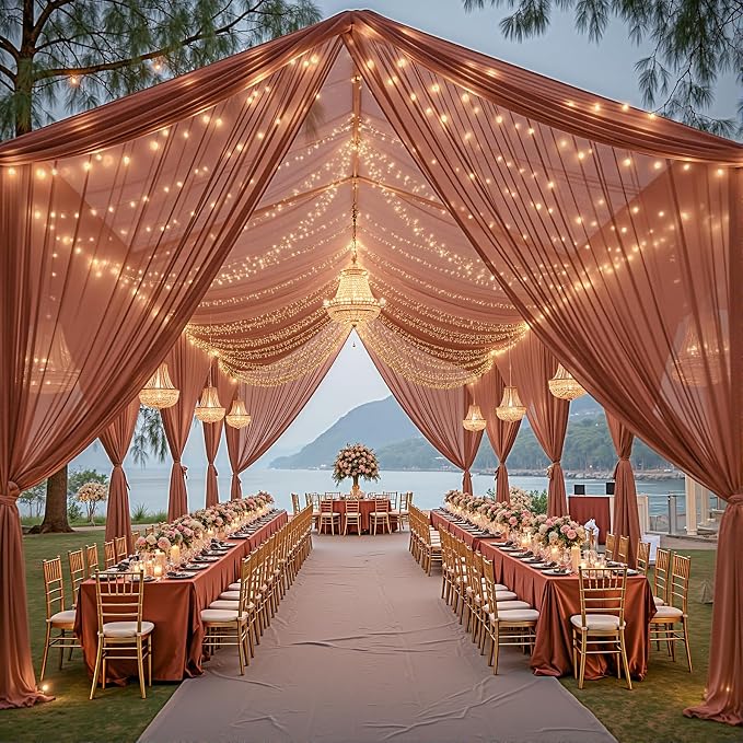 6 Panels Caramel Ceiling Drapes - Image 3
