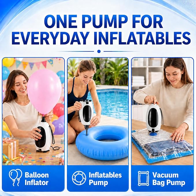 Balloon Pump Electric, Portable Balloon Inflator Air Pump Balloons Blower - Image 4