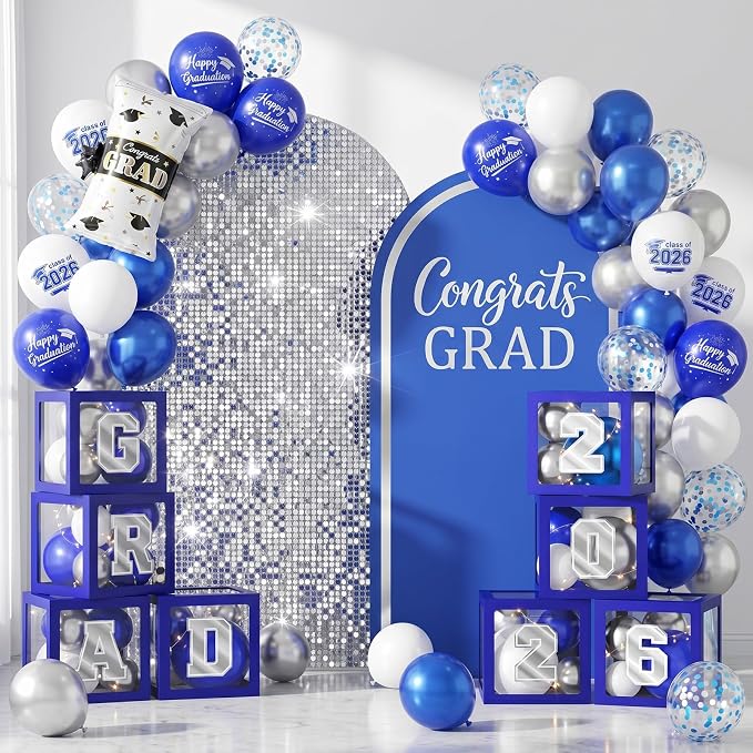 Graduation Decorations Class of 2026-Blue and Silver Graduation Party - Image 6