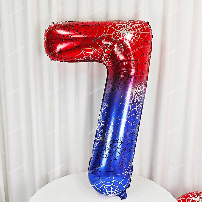 40 IN Red Blue Gradient Number 7 Balloon Large Digital 7 Foil Balloon | - Image 4