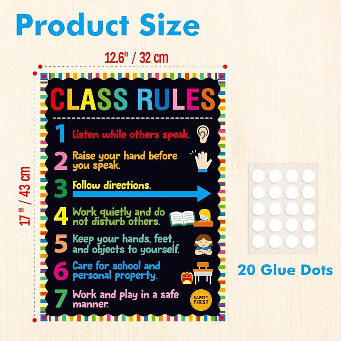 Vantasii Classroom Rule Poster, Colorful Bulletin Board Decoration Thick - Image 3