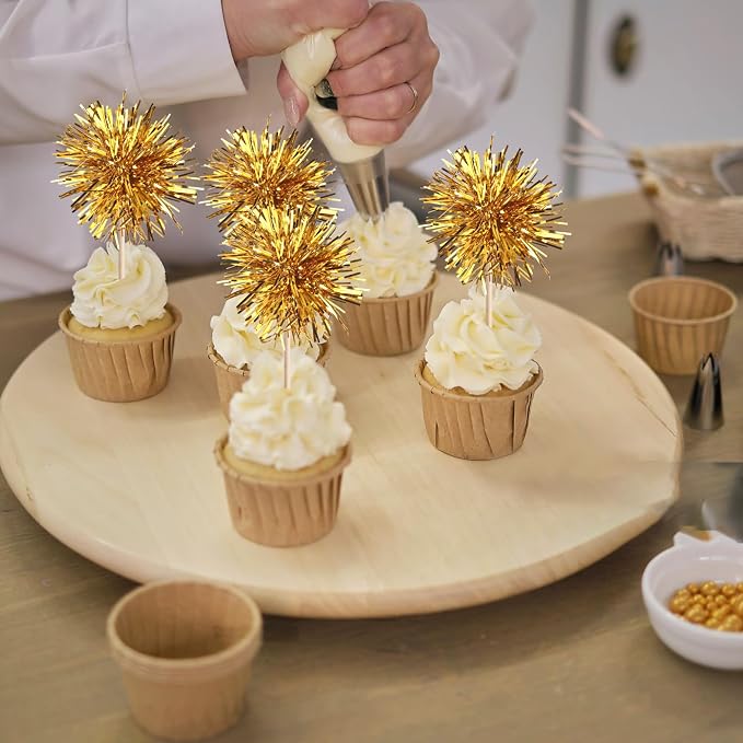 40 PCS Foil Firework Cupcake Toppers Fireworks Cupcake Picks Sparkle Tinsel - Image 4
