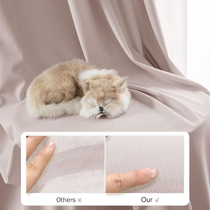 Beauoop Velvet Curtains for Bedroom Living Room Pink 52x84 2 Panels | Soft - Image 3