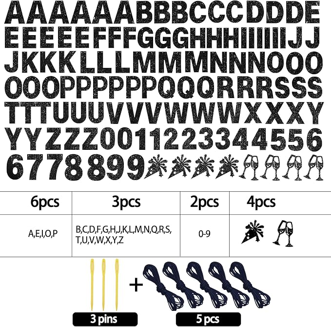 129Pcs DIY Letter Banners Glitter Customizable Banner Kit Custom Banner DIY - Image 2