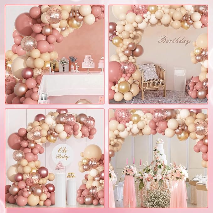 170Pcs Blush Dusty Rose Pink Balloons Garland Arch Kit 18 12 10 5 Inch | - Image 6