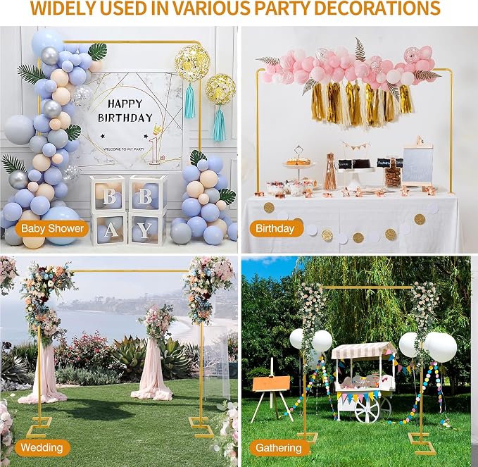 Wellsign 8.2FT Square Arch Backdrop Stand, Metal Wedding Balloon Arch Stand | - Image 3