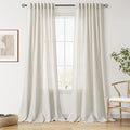 Mousse White Linen Curtains for Living Room 108 Inches Long Simple Modern Light by Nanspring
