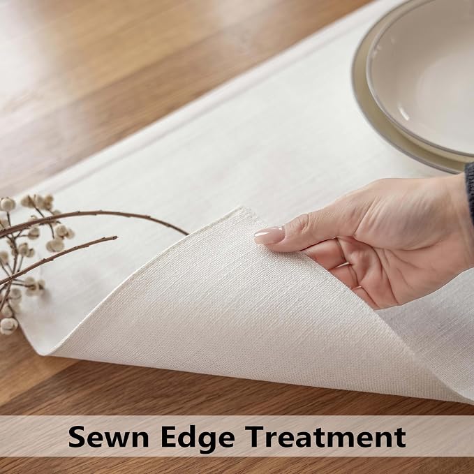 Demetex White Placemats Set of 4 Heat Resistant Cloth Place Mats Linen Dining - Image 4