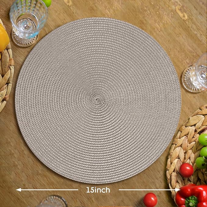 FunWheat Round Braided Placemats Set of 4 Table Mats - Image 2
