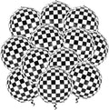 12 Pcs Checkered Balloons, 22 Inch Checkered Round Foil Balloons by AIQINHU