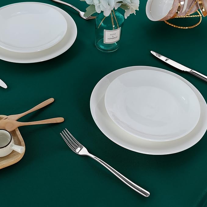 Fitable Rectangle Tablecloth Stain and Wrinkle Resistant Washable Polyester Table Cloth for Buffet Parties and Camping (60x84 inch, Green)