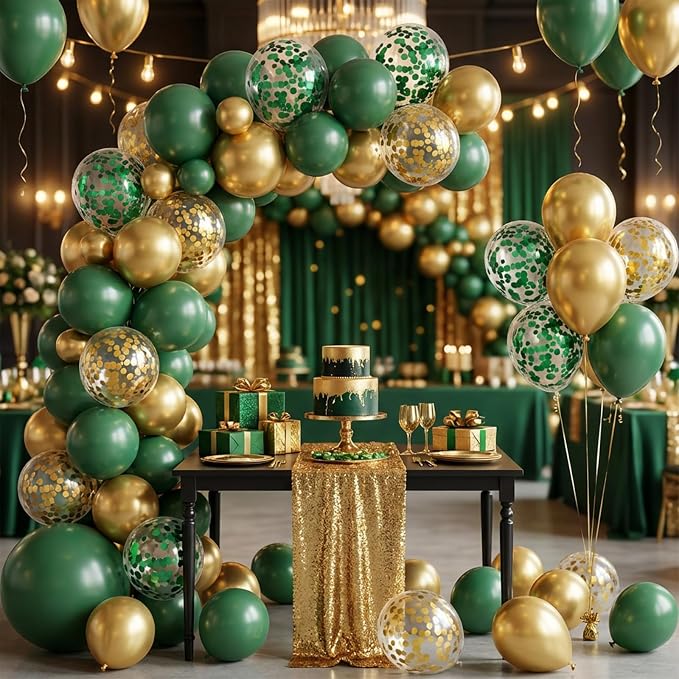 Green and Gold Latex Balloons - Image 4
