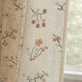 Floral Embroidered Light Filtering Curtains 96 Inch 2 Panels | Linen Blend by Unknown