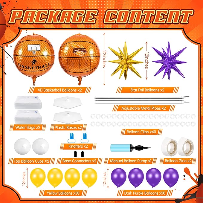 Kasyat 2 Sets Basketball Balloon Column Stand Kit - Image 3